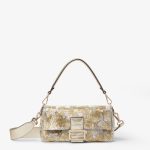 FENDI Baguette® Silver and gold embroidered bag